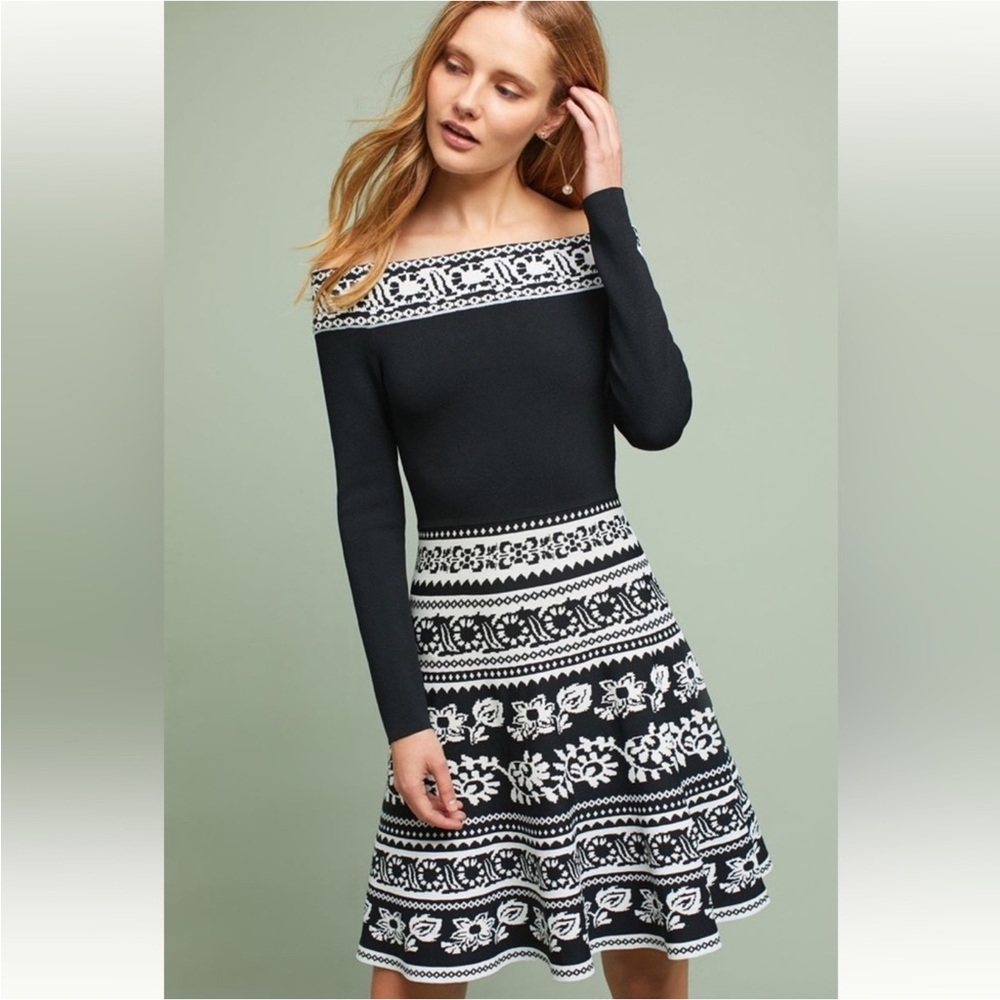 Eliza J black and white off the shoulder knit dress Size XL